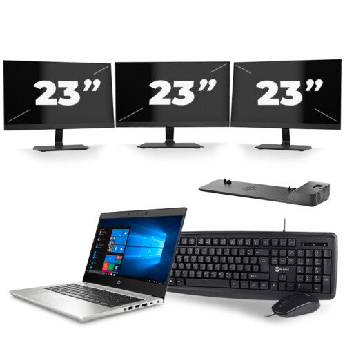 HP ProBook 430 G7 - Intel Core i5-10e Generatie - 13 inch - 8GB RAM - 256GB SSD - Windows 11 + 3x 23 inch Monitor