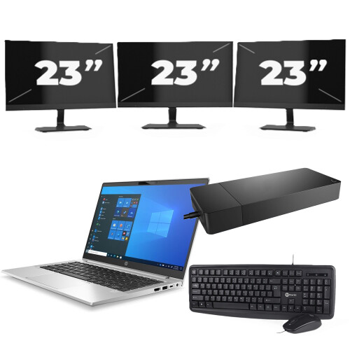 HP ProBook 430 G8 - Intel Core i5-11e Generatie - 13 inch - 8GB RAM - 256GB SSD - Windows 11 Home + 3x 23 inch Monitor
