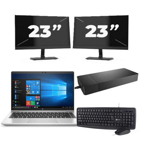 HP ProBook 440 G8 - Intel Core i3-11e Generatie - 14 inch - 8GB RAM - 256GB SSD - Windows 11 Home + 2x 23 inch Monitor
