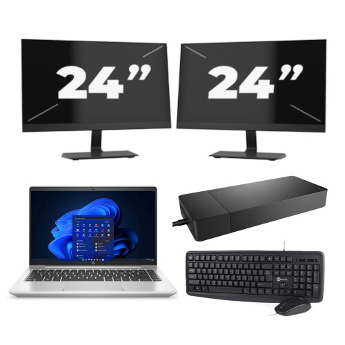 HP ProBook 440 G9 - Intel Core i5-12e Generatie - 14 inch - 8GB RAM - 256GB SSD - Windows 11 Home + 2x 24 inch Monitor