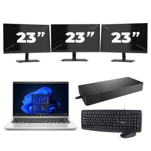 HP ProBook 440 G9 - Intel Core i5-12e Generatie - 14 inch - 8GB RAM - 256GB SSD - Windows 11 Home + 3x 23 inch Monitor