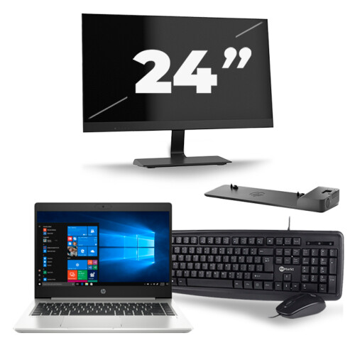 HP ProBook 445 G7 - AMD Ryzen 5 4500U - 14 inch - 8GB RAM - 256GB SSD - Windows 10 + 1x 24 inch Monitor