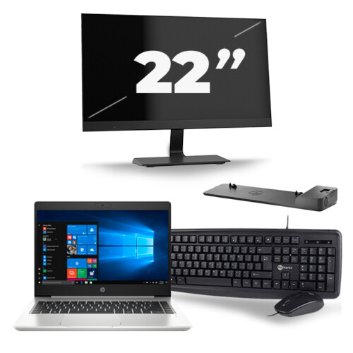 HP ProBook 445 G7 - AMD Ryzen 5 4500U - 14 inch - 8GB RAM - 256GB SSD - Windows 10 + 1x 22 inch Monitor
