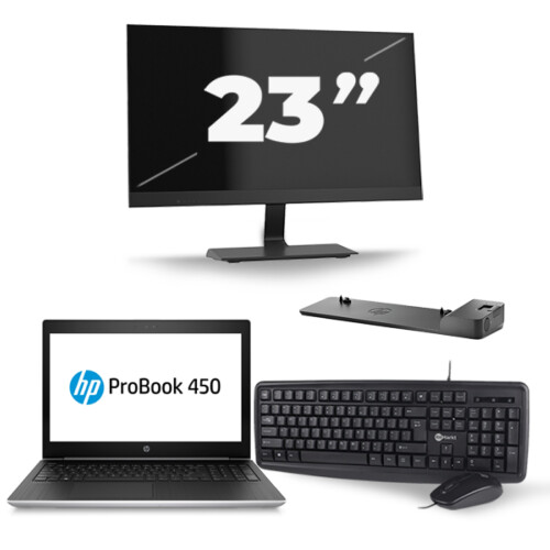 HP ProBook 450 G5 - Intel Core i5-8e Generatie - 15 inch - 8GB RAM - 256GB SSD - Windows 11 + 1x 23 inch Monitor
