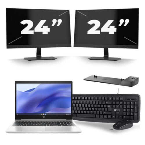 HP ProBook 450 G7 - Intel Core i5-10e Generatie - 15 inch - 8GB RAM - 256GB SSD - Windows 11 + 2x 24 inch Monitor