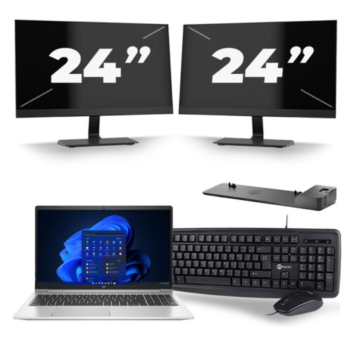 HP Probook 450 G8 - Intel Core i5-11e Generatie - 15 inch - 8GB RAM - 256GB SSD - Windows 11 + 2x 24 inch Monitor