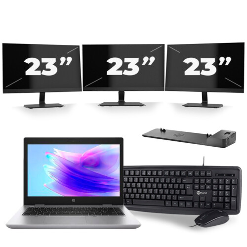 HP ProBook 640 G5 - Intel Core i5-8e Generatie - 14 inch - 8GB RAM - 256GB SSD - Windows 11 + 3x 23 inch Monitor