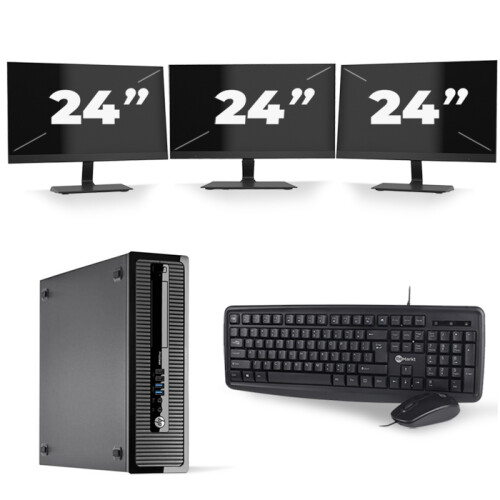 HP ProDesk 400 G1 SFF - Intel Core i5-4e Generatie - 8GB RAM - 256GB SSD - Windows 10 + 3x 24 inch Monitor