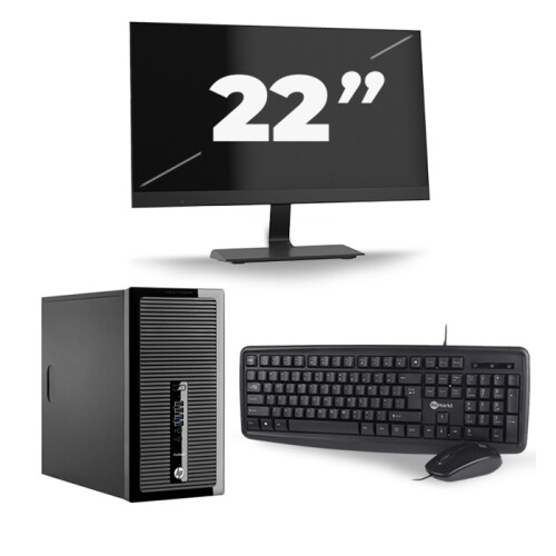 HP ProDesk 400 G2 Micro Tower - Intel Core i5-4e Generatie - 8GB RAM - 256GB SSD - Windows 10 + 1x 22 inch Monitor