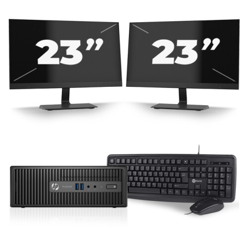 HP ProDesk 400 G3 SFF - Intel Core i3-6e Generatie - 8GB RAM - 256GB SSD - Windows 11 + 2x 23 inch Monitor