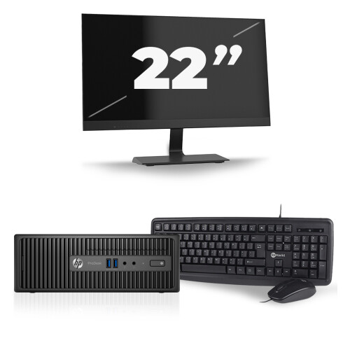 HP ProDesk 400 G3 SFF - Intel Core i3-6e Generatie - 8GB RAM - 256GB SSD - Windows 11 + 1x 22 inch Monitor