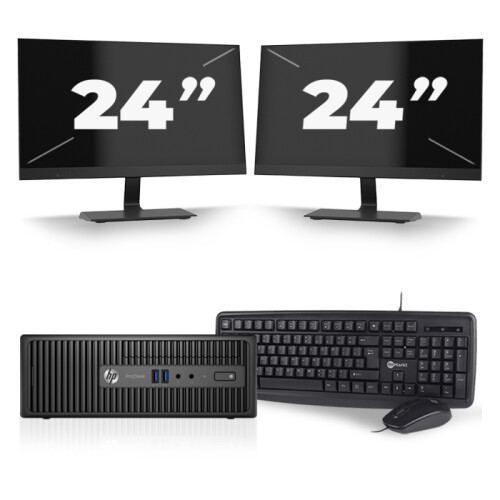 HP ProDesk 400 G3 SFF - Intel Core i5-6e Generatie - 8GB RAM - 256GB SSD - Windows 11 + 2x 24 inch Monitor