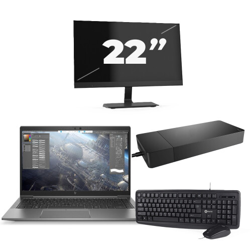 HP ZBook Firefly 14 G7 - Intel Core i7-10e Generatie - 14 inch - 16GB RAM - 256GB SSD - Windows 11 Home + 1x 22 inch Monitor