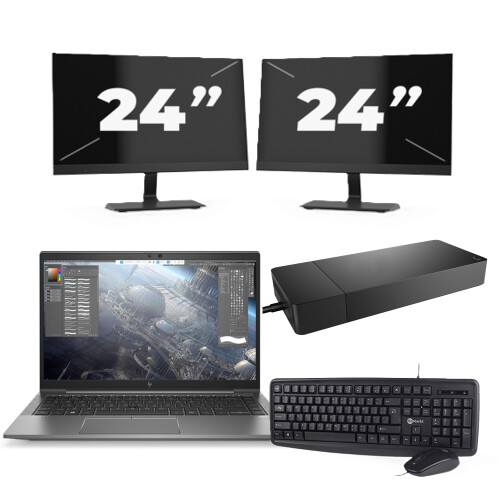 HP ZBook Firefly 14 G7 - Intel Core i7-10e Generatie - 14 inch - 16GB RAM - 256GB SSD - Windows 11 Home + 2x 24 inch Monitor