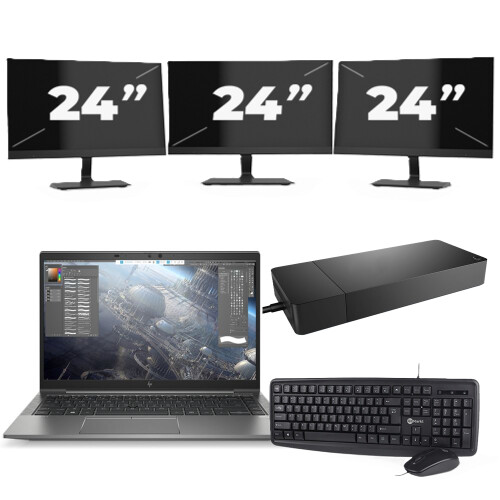 HP ZBook Firefly 14 G8 - Intel Core i7-11e Generatie - 14 inch - 16GB RAM - 256GB SSD - Windows 11 Home + 3x 24 inch Monitor