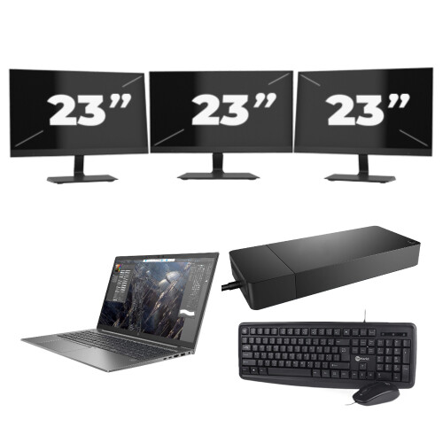 HP ZBook Firefly 15 G7 - Intel Core i7-10e Generatie - 15 inch - 8GB RAM - 256GB SSD - Windows 11 + 3x 23 inch Monitor