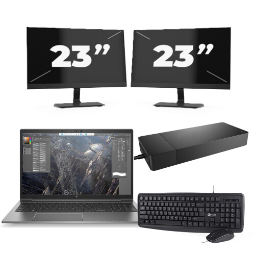 HP ZBook Firefly 15 G7 - Intel Core i7-10e Generatie - 15 inch - 8GB RAM - 256GB SSD - Windows 11 + 2x 23 inch Monitor