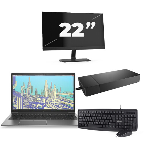 HP ZBook Firefly 15 G8 - Intel Core i7-11e Generatie - 15 inch - 8GB RAM - 256GB SSD - Windows 11 Home + 1x 22 inch Monitor