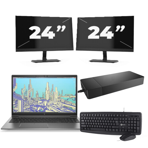 HP ZBook Firefly 15 G8 - Intel Core i7-11e Generatie - 15 inch - 8GB RAM - 256GB SSD - Windows 11 Home + 2x 24 inch Monitor