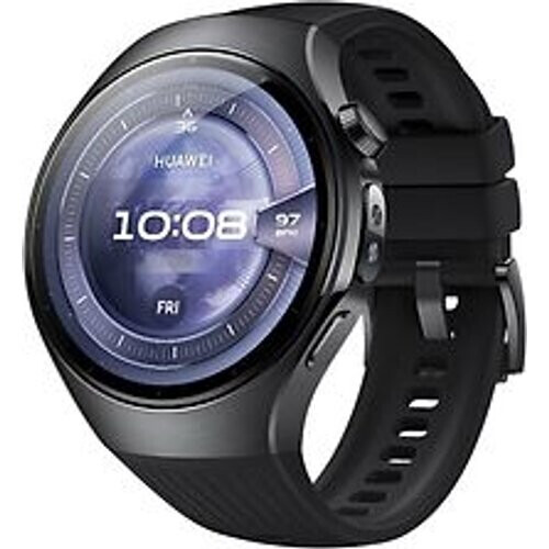 Huawei Watch 5 46 mm roestvrijstalen kast zwart met de fluorelastomeer band zwart [wifi + 4G]