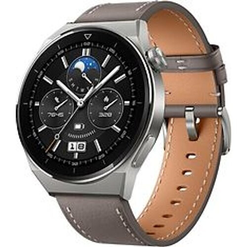 Huawei Watch GT 3 Pro 46 mm titanium met leren bandje bruin