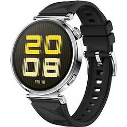 Huawei Watch GT 5 41 mm roestvrij stalen kast zilver met fluorelastomeer bandje zwart