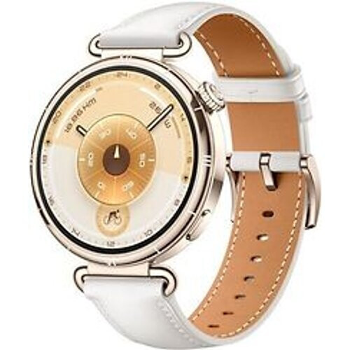 Huawei Watch GT 6 41 mm roestvrijstalen kast goud met leren bandje wit