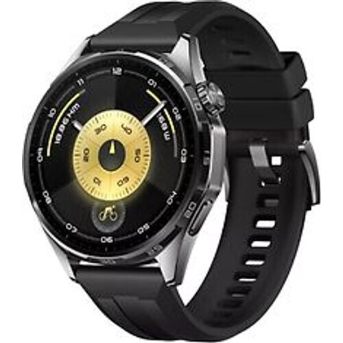 Huawei Watch GT 6 46 mm roestvrijstalen kast zwart met fluorelastomeer bandje zwart