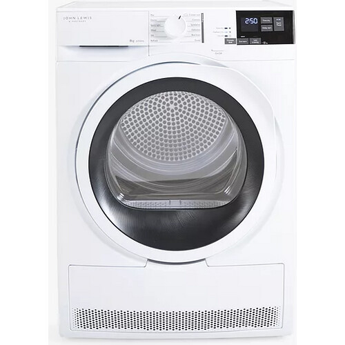 John Lewis Jltdh15 - Warmtepompdroger - 8 Kg - Sensor Droging - 66 Db - Energieklasse A++ | Tweedehands (Refurbished)