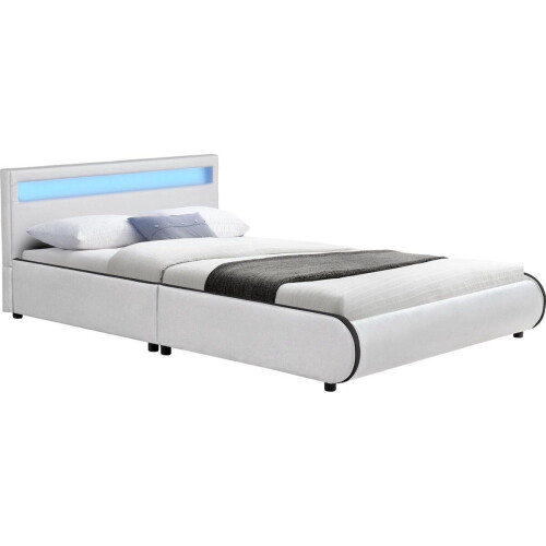 Juskys Sevilla - Bedframe - LED Verlichting - 140 x 200 cm - Wit