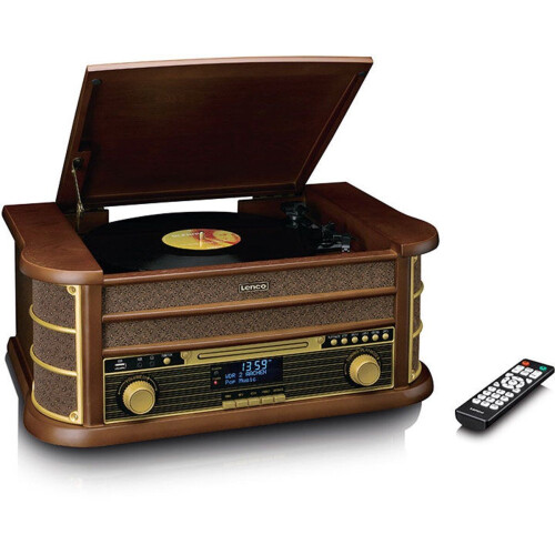 Lenco Classic Phono TCD‑3571 - Houten retro muzieksysteem - DAB+ BT CD cassette USB - Zilver