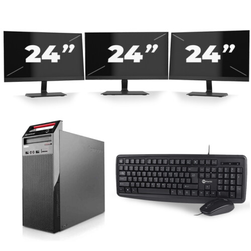 Lenovo ThinkCentre Edge 72 Tower - Intel Core i5-3e Generatie - 8GB RAM - 256GB SSD - Windows 10 + 3x 24 inch Monitor