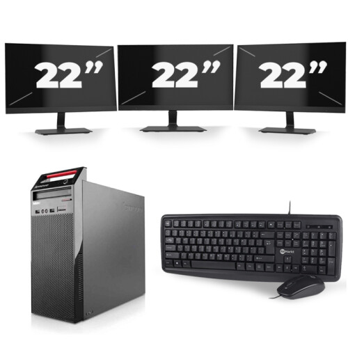 Lenovo ThinkCentre Edge 72 Tower - Intel Core i5-3e Generatie - 8GB RAM - 256GB SSD - Windows 10 + 3x 22 inch Monitor