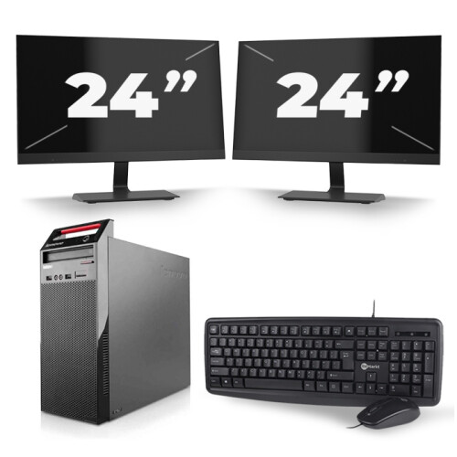 Lenovo ThinkCentre Edge 72 Tower - Intel Core i7-3e Generatie - 16GB RAM - 256GB SSD - Windows 10 + 2x 24 inch Monitor
