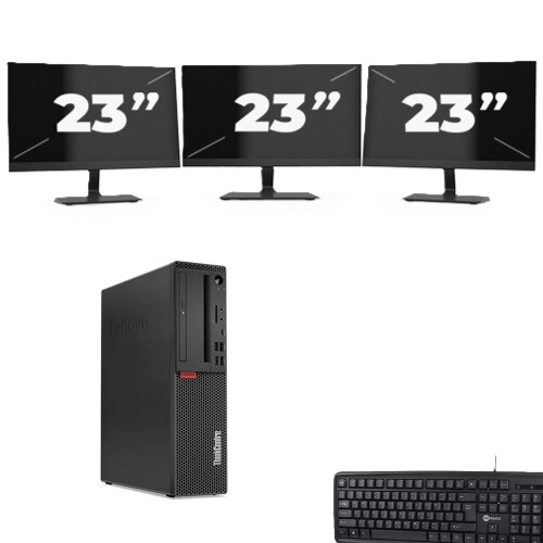 Lenovo ThinkCentre M720s SFF - Intel Core i5-9e Generatie - 8GB RAM - 256GB SSD - Windows 11 + 3x 23 inch Monitor