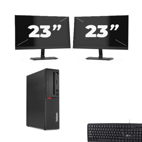 Lenovo ThinkCentre M720s SFF - Intel Core i7-8e Generatie - 8GB RAM - 256GB SSD - Windows 11 + 2x 23 inch Monitor