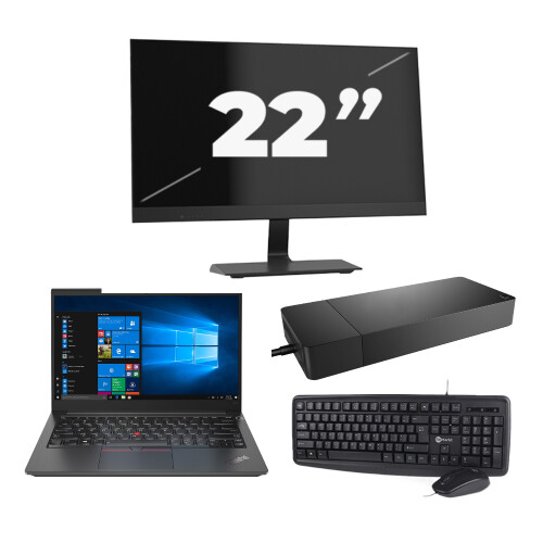 Lenovo Thinkpad E14 G2 - Intel Core i3-11e Generatie - 14 inch - 8GB RAM - 256GB SSD - Windows 11 Home + 1x 22 inch Monitor