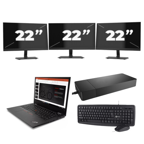 Lenovo ThinkPad L13 G2 - Intel Core i5-11e Generatie - 13 inch - 8GB RAM - 256GB SSD - Windows 11 Home + 3x 22 inch Monitor