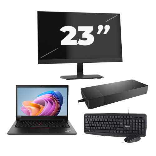 Lenovo ThinkPad T14 Gen 1 - Intel Core i5-10e Generatie - 14 inch - 8GB RAM - 256GB SSD - Windows 11 Home + 1x 23 inch Monitor