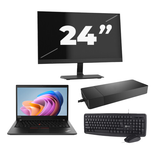 Lenovo ThinkPad T14 Gen 1 - Intel Core i5-10e Generatie - 14 inch - 8GB RAM - 256GB SSD - Windows 11 Home + 1x 24 inch Monitor