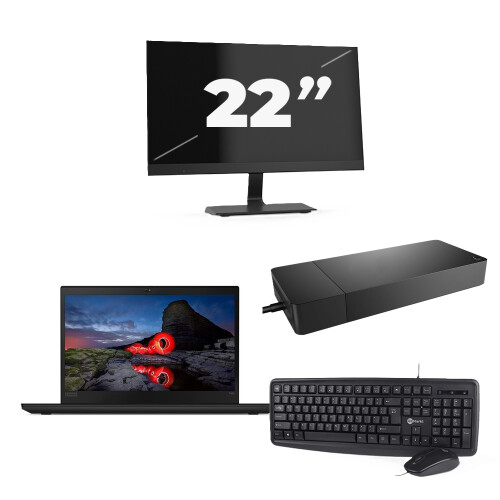 Lenovo ThinkPad T495 - AMD Ryzen 5 PRO 3500U - 14 inch - 16GB RAM - 256GB SSD - Windows 11 Home + 1x 22 inch Monitor