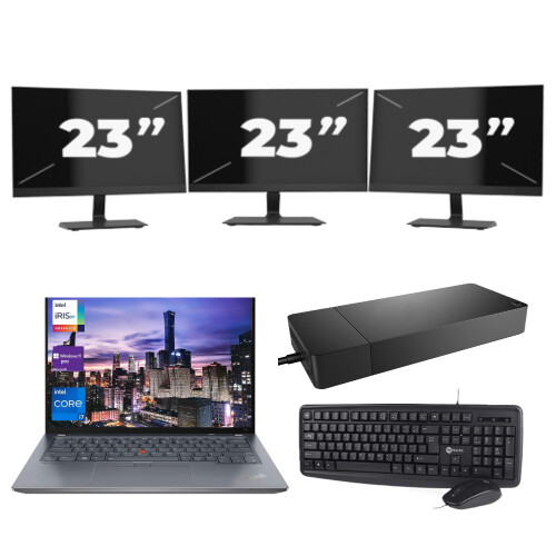 Lenovo ThinkPad X13 Gen 2 - Intel Core i5-11e Generatie - 13 inch - 8GB RAM - 256GB SSD - Windows 11 Home + 3x 23 inch Monitor