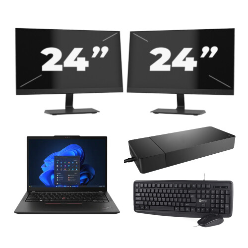 Lenovo Thinkpad X13 - Intel Core i5-10e Generatie - 13 inch - 16GB RAM - 256GB SSD - Windows 11 + 2x 24 inch Monitor