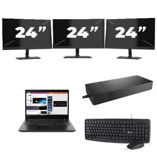 Lenovo ThinkPad X395 - AMD Ryzen 7 PRO 3700U - 13 inch - 16GB RAM - 256GB SSD - Windows 11 Home + 3x 24 inch Monitor