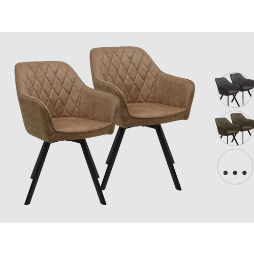 Meubel31 Brione - Draaibare Eetkamerstoelen - Comfortabel & Eenvoudig schoon te maken - Cognac (2 stuks)