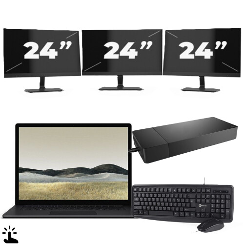 Microsoft Surface Laptop 3 - Intel Core i7-10e Generatie - 15 inch - Touch - 16GB RAM - 256GB SSD - Windows 11 Home + 3x 24 inch Monitor