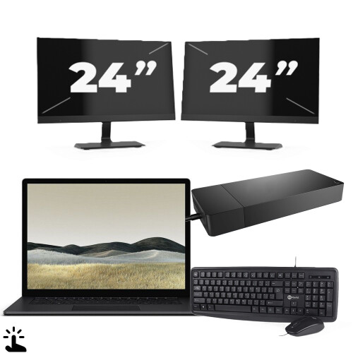 Microsoft Surface Laptop 3 - Intel Core i7-10e Generatie - 15 inch - Touch - 16GB RAM - 256GB SSD - Windows 11 Home + 2x 24 inch Monitor