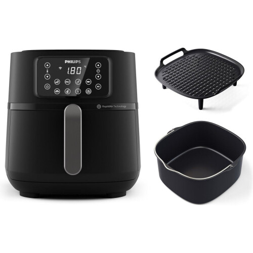 Philips Airfryer Connected 5000 Series - HD9285/96 - Heteluchtfriteuse - 7,2 liter (XXL) - 16 programma's - Quickclean met bakvorm & grillplaat