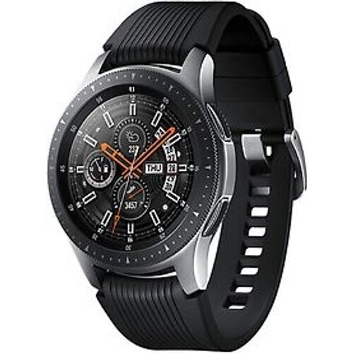 Samsung Galaxy Watch 46 mm zilver met siliconenarmband [wifi + 4G] zwart
