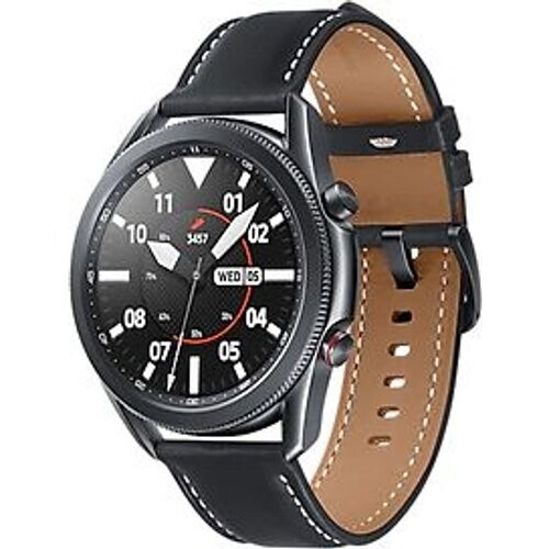 Samsung Galaxy Watch3 45 mm roestvrijstalen behuizing zwart met zwarte leren polsband [Wifi + 4G]